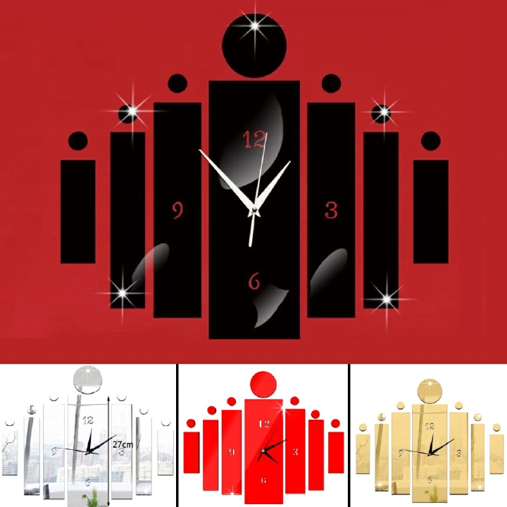 DIY 3D Wall Clock Decor Living Room Hanging Mute Digital Mirror Home Office Fashion Sticker Clocks For Home Decoration