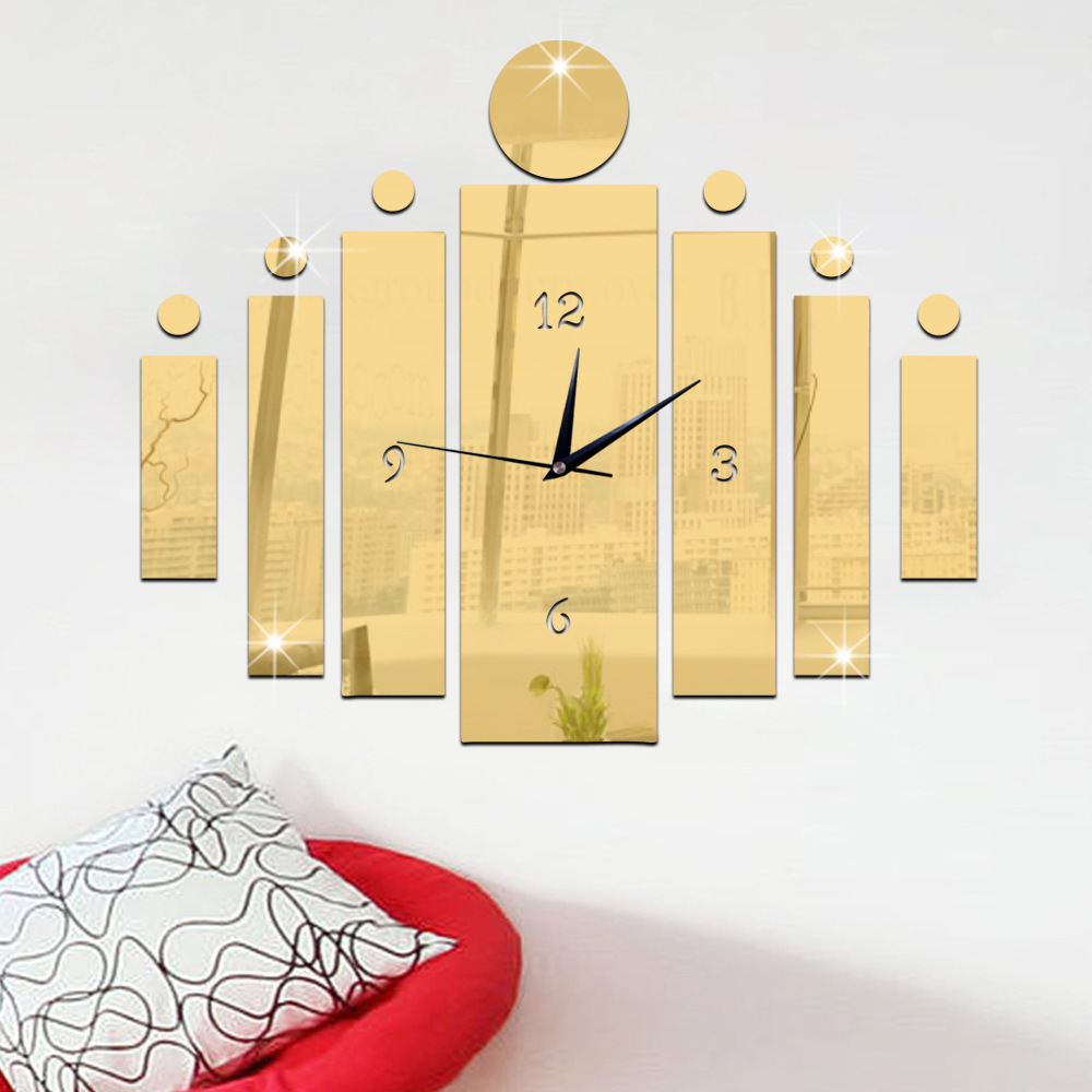 DIY 3D Wall Clock Decor Living Room Hanging Mute Digital Mirror Home Office Fashion Sticker Clocks
