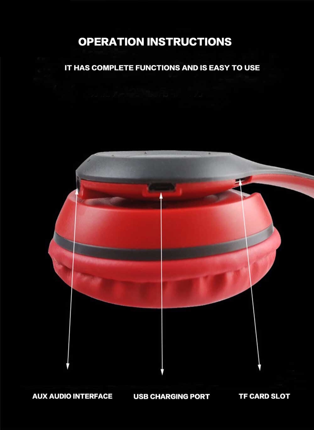 Wireless Stereo Bass Bluetooth Headphone Sports Foldable Headset MP3 Player Sports Speakers With Mic Microphone TF For IOS/Android