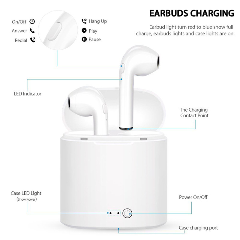 i7s Bluetooth Earphones Wireless Stereo Ear Phone Earphone Earbuds  For Android IOS Airpod Waterproof With Charging Box