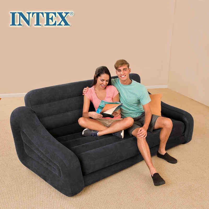 Intex Pull-out Sofa Inflatable Airbed Mattress Seat 2 Seater Durable Folding Air Bed With Pump Queen