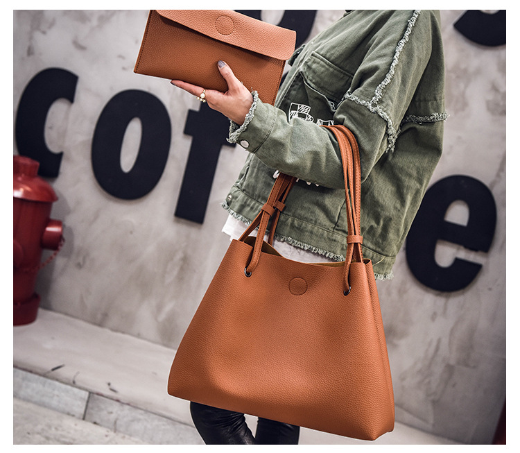 2Pcs/Set Large Size Women Handbag Lady PU Leather Shoulder Bag Ladies Handbags Sling Bags Hand Bags For Ladies Casual Soft Gift Big