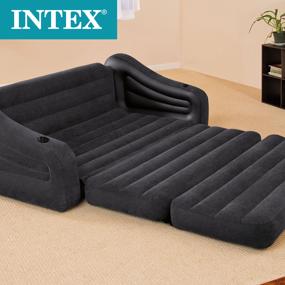 Intex Pull-out Sofa Inflatable Airbed Mattress Seat 2 Seater Durable Folding Air Bed With Pump Queen