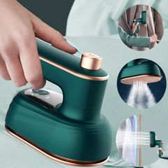 Steam Iron Portable Handheld Wet And Dry Double Hot Fabric Garment Steamer Ironbox Hanging Ironing Wrinkles Iron Boxes Lightweight Steamer Iron Box With Nonstick Soleplate Cleaner  Green