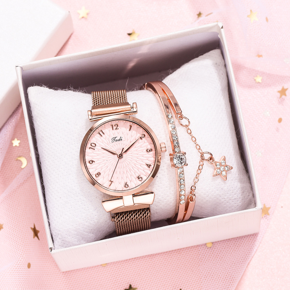 Luxury Women Quartz Watches Bracelet Set For Ladies Lady Watch Wristwatches Female Watches Wrist Watch Fashion Iced Watches Valentine's Day Gift