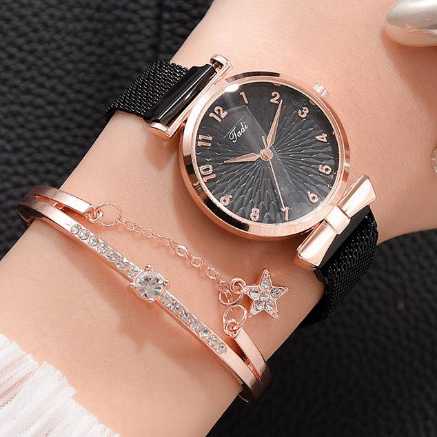 Luxury Women Quartz Watches Bracelet Set For Ladies Lady Watch Wristwatches Female Watches Wrist Watch Fashion Iced Watches Valentine's Day Gift