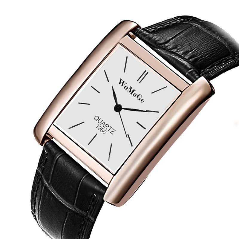 WoMaGe Quartz Women Watch Leather Straps Stainless Steel Good Luxury Lady Wristwatch Waterproof Wrist Watch Black Female Watches Girl Watch Valentines Christmas Gift Fashion Luxury BlackBlack