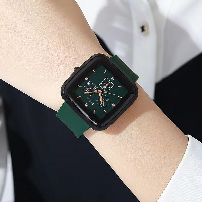 Luxury Quartz Women Watch Rubber Straps Lady Watch Stainless Steel Good Luxury Wristwatch Waterproof Wrist Watch Black Square Female Watches Valentines Christmas Gift Fashion Luxury Business Sport