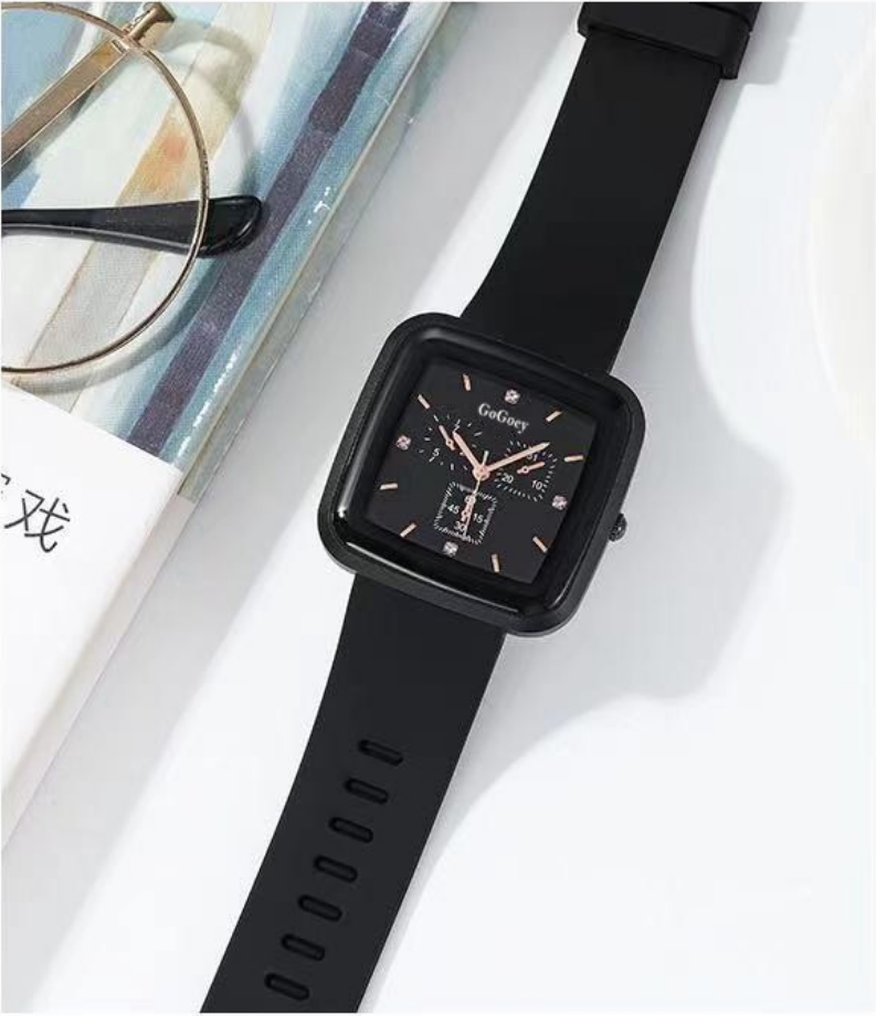 Luxury Quartz Women Watch Rubber Straps Lady Watch Stainless Steel Good Luxury Wristwatch Waterproof Wrist Watch Black Square Female Watches Valentines Christmas Gift Fashion Luxury Business Sport