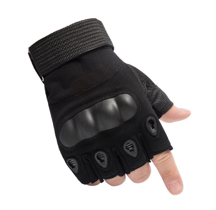 Men Tactical Gloves Touchscreen Motorcycle Training Shooting Hunting Hiking Camping Off-Road Climbing Police Cycling Sport Combat Fighting Fingerless Gloves With Hard Knuckle Rubbe BlackBlack