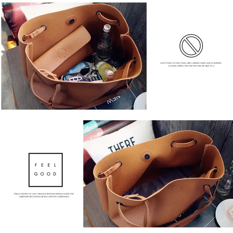 2Pcs/Set Large Size Women Handbag Lady PU Leather Shoulder Bag Ladies Handbags Sling Bags Hand Bags For Ladies Casual Soft Gift Big