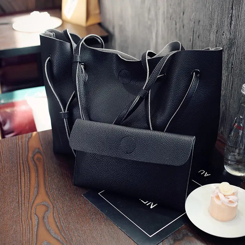 2Pcs/Set Large Size Women Handbag Lady PU Leather Shoulder Bag Ladies Handbags Sling Bags Hand Bags For Ladies Casual Soft Gift Big