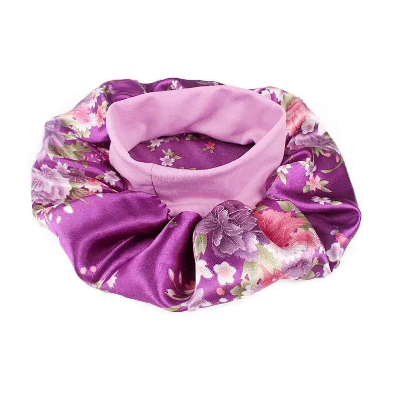 Satin Headscarf Hat Sleeping Bonnet Women Curly Hair Wrap Silk Cap Fashion Head Scarf Headwear Night Sleep Hat Adjust Head Cover Hat For Curly Springy Hair Styling Accessories Soft Elastic Band