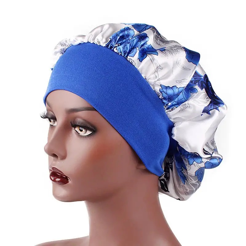 Satin Headscarf Hat Sleeping Bonnet Women Curly Hair Wrap Silk Cap Fashion Head Scarf Headwear Night Sleep Hat Adjust Head Cover Hat For Curly Springy Hair Styling Accessories Soft Elastic Band