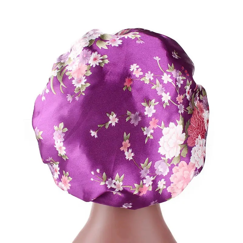 Satin Headscarf Hat Sleeping Bonnet Women Curly Hair Wrap Silk Cap Fashion Head Scarf Headwear Night Sleep Hat Adjust Head Cover Hat For Curly Springy Hair Styling Accessories Soft Elastic Band