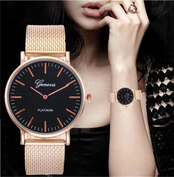 Geneva Lady Watch Women Watches Ladies Watches Girl Wristwatch Luxury Stainless Steel Wrist Watch Female Watches Valentine's Day Gift