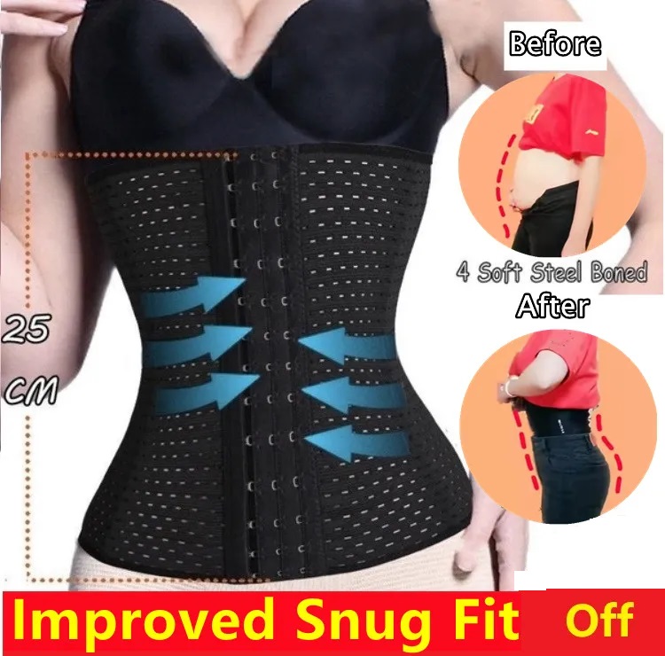 Waist Trainer Slimming Belt Slim Body Shaper Corset Trimmer Sport Gym Fat Burner Elastic Shapewear Snug Fit Women Ladies Belly Slim Belt Band Body Building Sheath Flat Girdle Postpartum Control Wrap