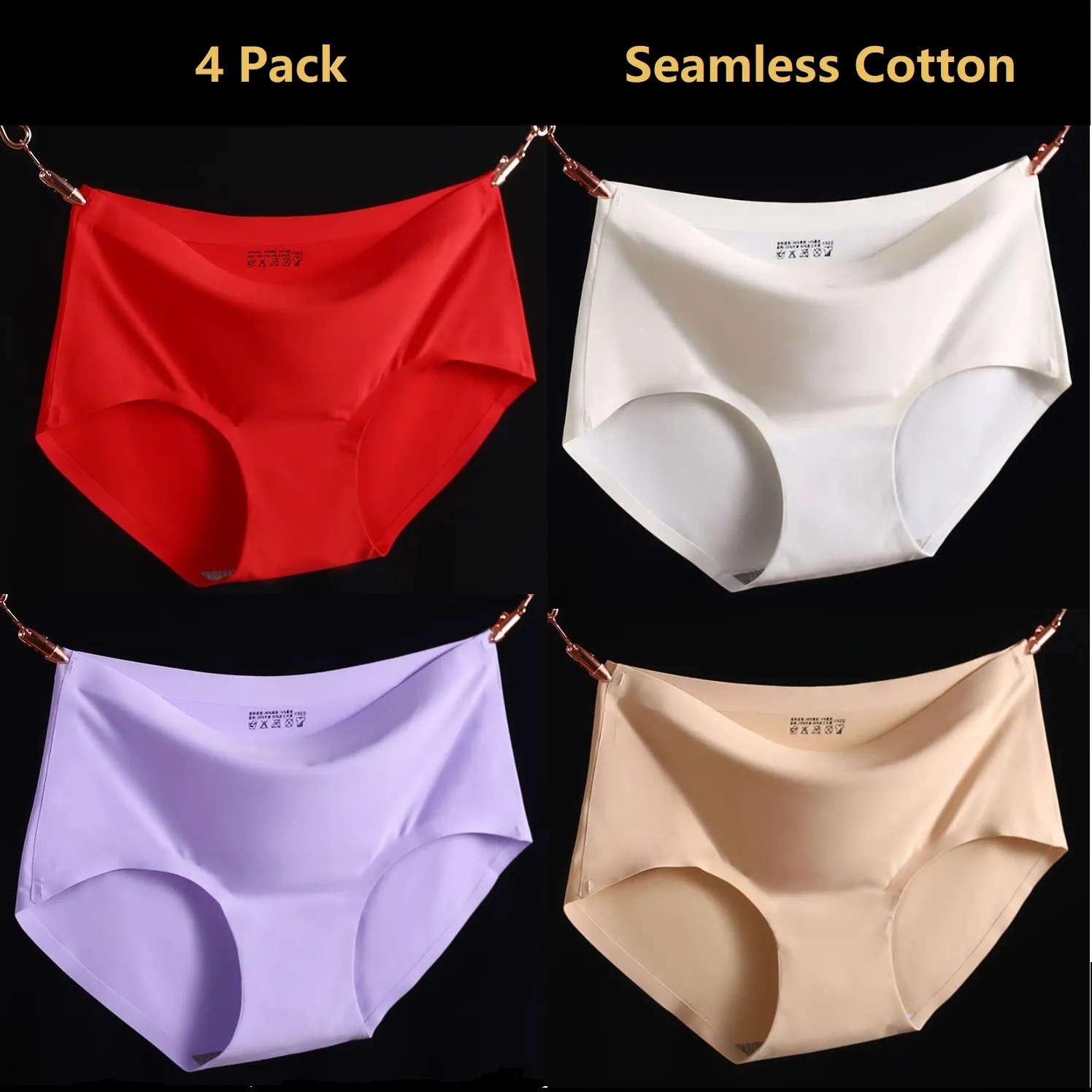 4 Pack Pure Cotton Women Underwear Sexy Lace Panties For Ladies Sleepwear Seamless Breathable Lingerie Girlfriend Gift