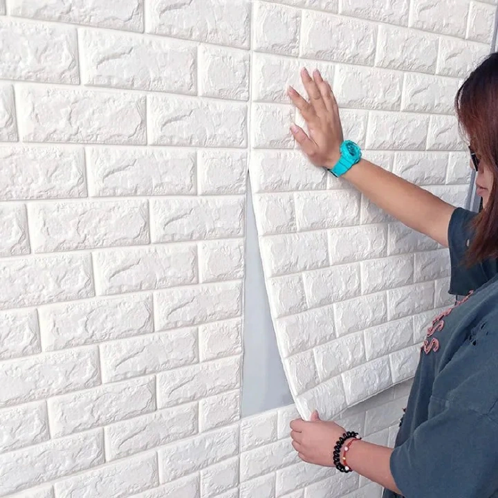 5Pcs Self Adhesive Foam Wallpaper DIY 3D Wall Panel Living Room Brick Stickers Bedroom Kids Room Brick Papers Home Wall Decor