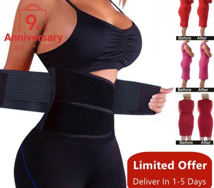 Waist Trainer Slimming Belt Slim Body Shaper Corset Trimmer Sport Gym Fat Burner Elastic Shapewear Women Ladies Tummy Belly Slim Belt Band Body Building Sheath Flat Girdle Postpartum Control Wrap