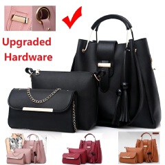 3pcs/Set Big Large Capacity Durable PU Leather Lady Handbags Sling Bags For Ladies Hand Bags Classic Fashion Women Handbags Luxury Genuine Bags Wife Girl Friend Chrismas New Year Valentine's Day Gift