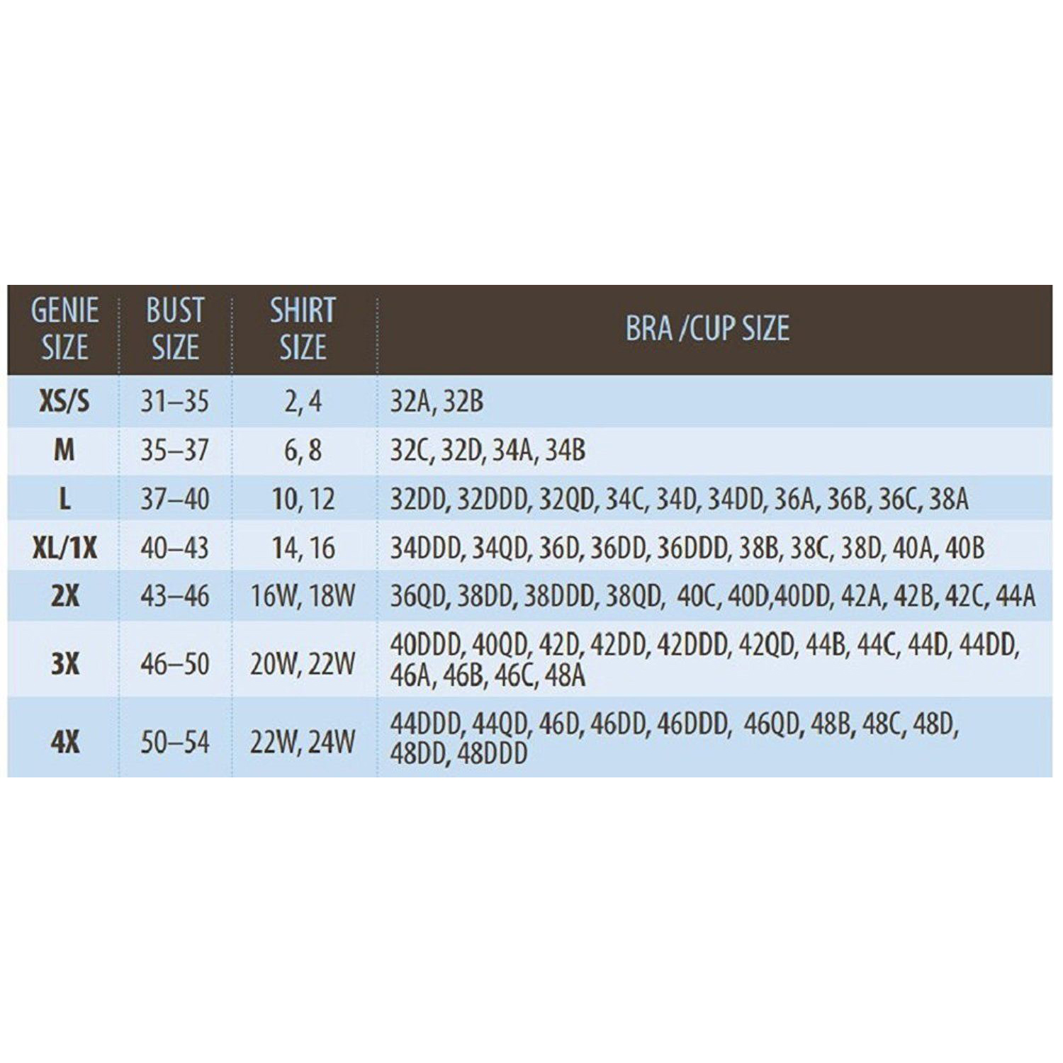 5PCS Genie Bra With Removable pads Size M/L/XL/XXL Double Fabric