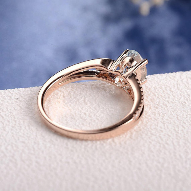 Exquisite Women 14K Rose Gold Plated Ring Oval Jewelry Anniversary Proposal Promise Gift