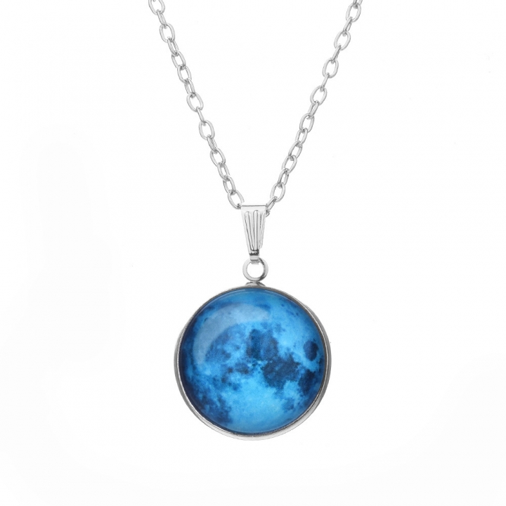 Noctilucence Glow Luminous Moon Stars Planet Glass Cabochon Pendant Jewelry Necklace