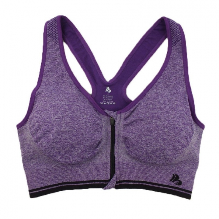 Womens Sport Yoga Top Bra for Running Gym Workout Wire Free Front Zipper