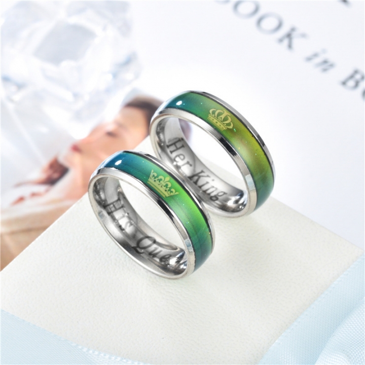 Steel Mood Rings Temperature Emotion Feeling Engagement Rings Women Men Promise Rings For Couples