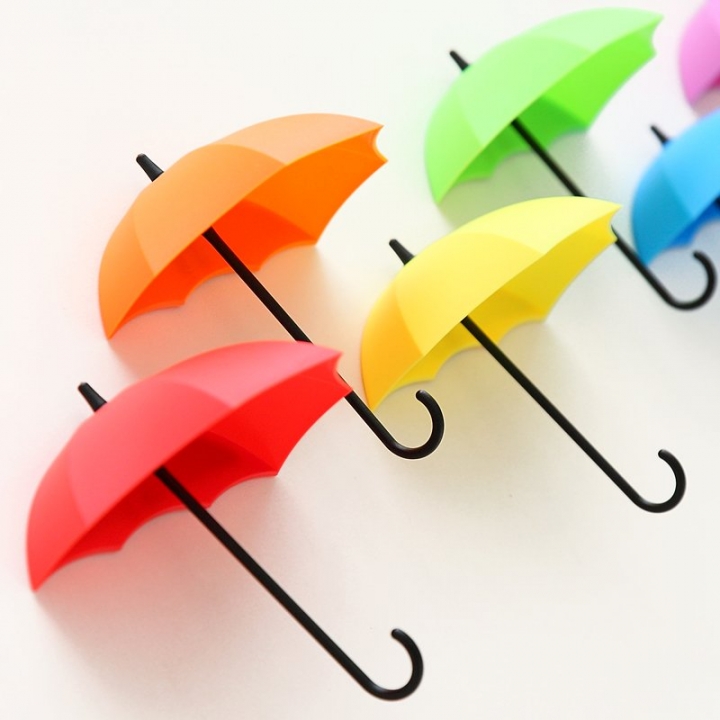 3PCS Umbrella Shaped Creative Key Hanger Rack Decorative Holder Wall Hook