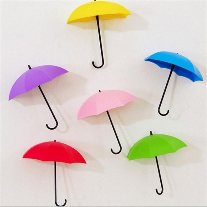 3PCS Umbrella Shaped Creative Key Hanger Rack Decorative Holder Wall Hook