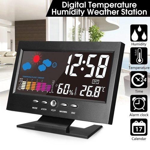 LED Digital Projection Alarm Clock Loud Snooze Calendar Weather Coloalarm clocks
