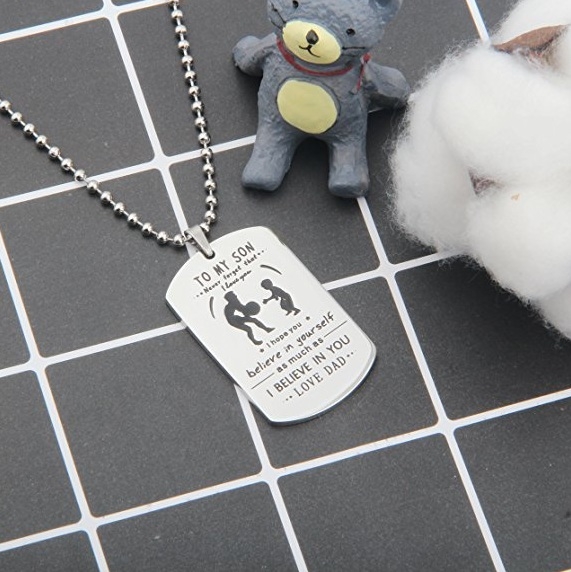 Father Son Jewelry Never Forget That I Love You Necklace Dog Tag Necklace To My Son Gift