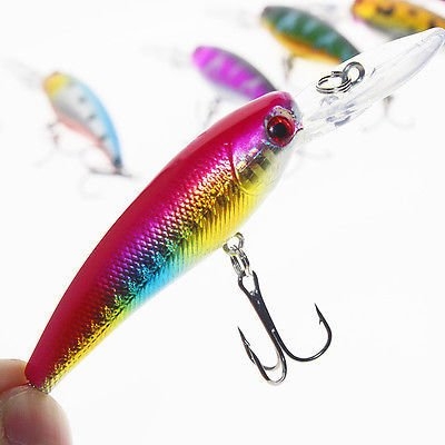 5Pcs Fishing Lures Kinds Of Minnow Fish Bass Tackle Hooks Baits Crankbait