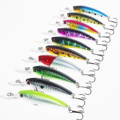5Pcs Fishing Lures Kinds Of Minnow Fish Bass Tackle Hooks Baits Crankbait
