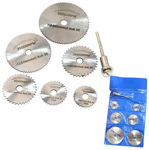 7Pcs HSS Rotary Tool Woodworking Circular Saw Blades Kit Set Dremel 1/8&quot; Mandrel