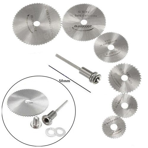 7Pcs HSS Rotary Tool Woodworking Circular Saw Blades Kit Set Dremel 1/8&quot; Mandrel