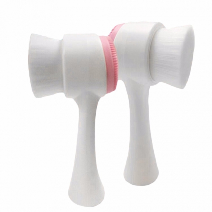 Double Side Silicone Facial Cleanser Brush Portable Size 3D Face Cleaning Vibration Massage