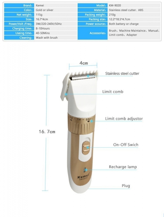 Rechargeable Electric Shaver Beard Clipper Kit remover cutting machine hair trimmer