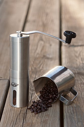 Manual Coffee Grinder, Conical Burr Mill Brushed Stainless Steel