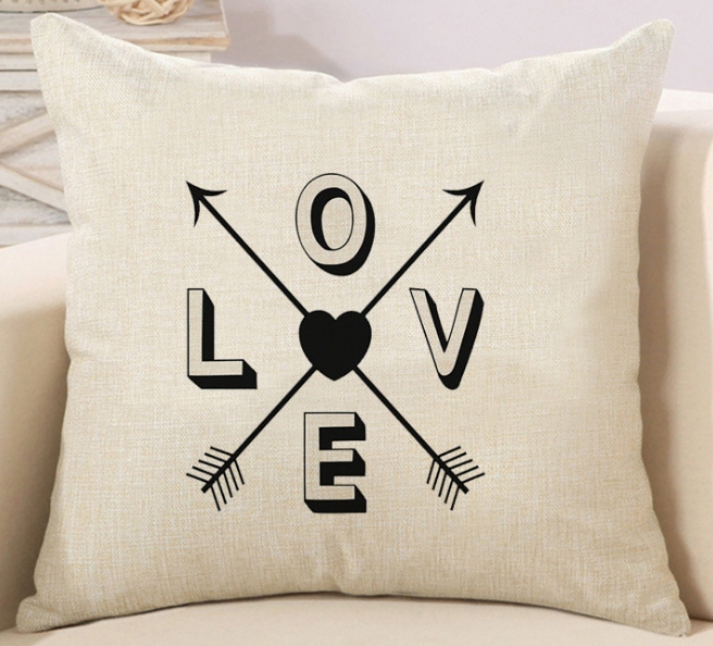 Different Cushion Cover Home Pillow Case Cotton Linen Sunshine Love Letter Cushion Sofa Bedroom