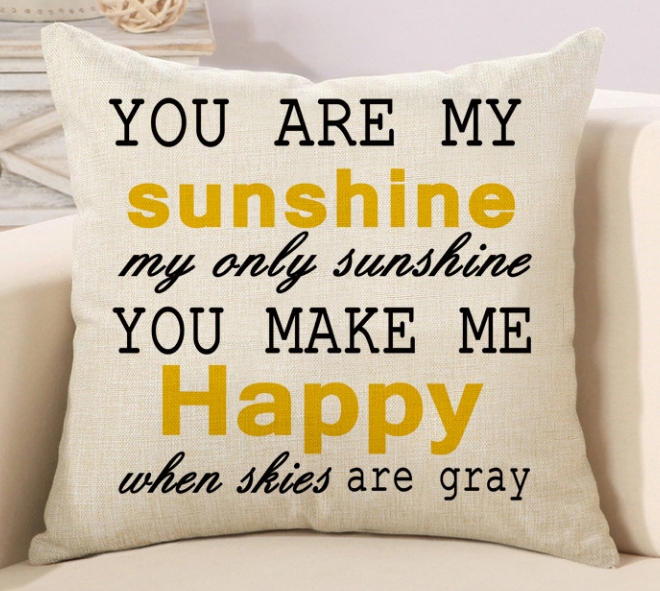 Different Cushion Cover Home Pillow Case Cotton Linen Sunshine Love Letter Cushion Sofa Bedroom