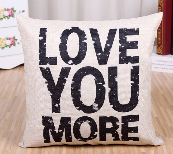 Different Cushion Cover Home Pillow Case Cotton Linen Sunshine Love Letter Cushion Sofa Bedroom