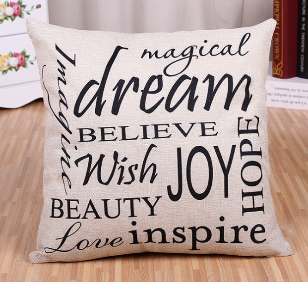 Different Cushion Cover Home Pillow Case Cotton Linen Sunshine Love Letter Cushion Sofa Bedroom