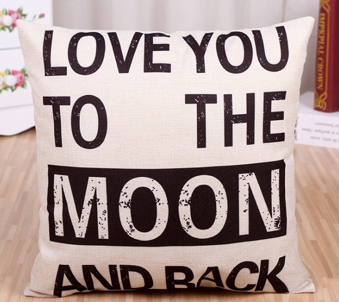 Different Cushion Cover Home Pillow Case Cotton Linen Sunshine Love Letter Cushion Sofa Bedroom
