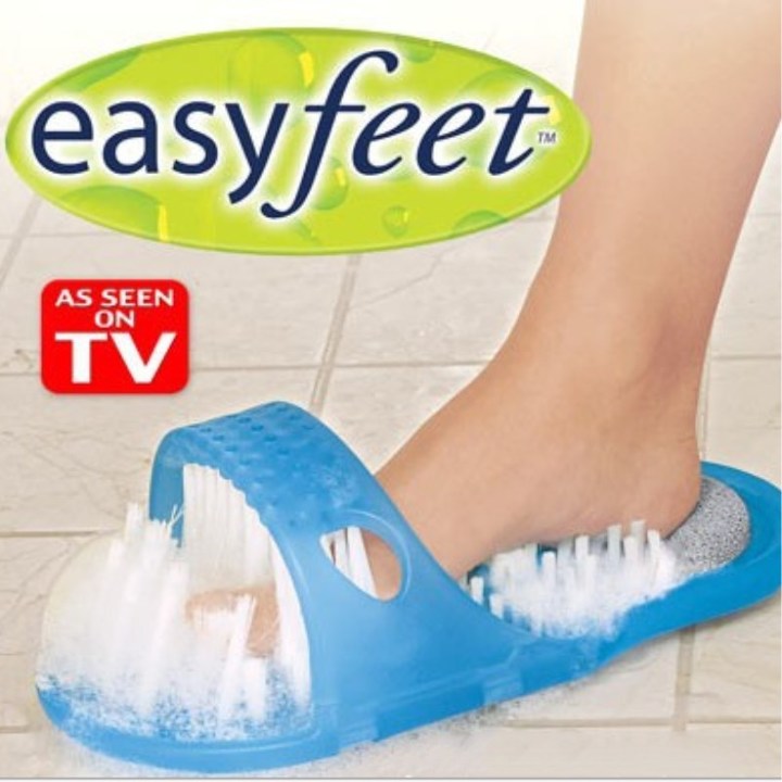 A pair  Shower Foot Feet Cleaner Scrubber Washer Easy Bath Brush Pumice Stone Massager