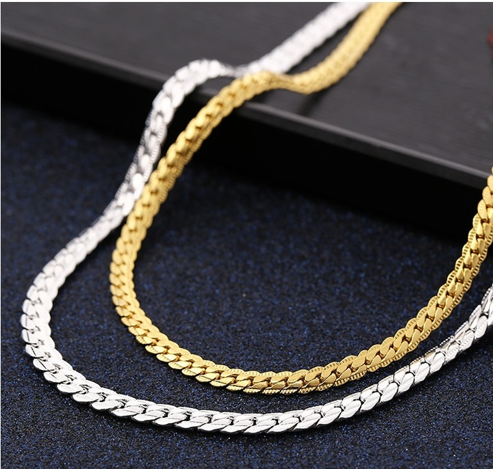 Cuban link chain necklace silver plated  gold personalzied length,jewelry finding chain for pendant