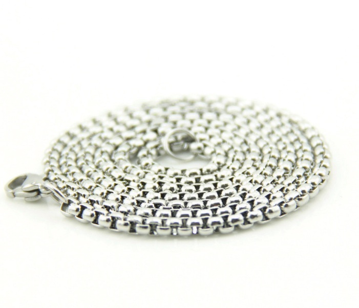 Personality Men and Women Alloy Square Pearl Necklace Long Pendant with Chain Corn Chain Chain