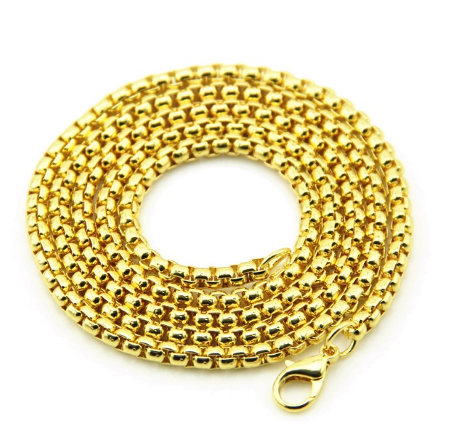 Personality Men and Women Alloy Square Pearl Necklace Long Pendant with Chain Corn Chain Chain